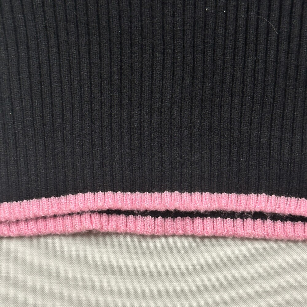 Y2K Paris Hilton Graphic Crop Sweater Bow Detail Black Pink S - Picture 6 of 12